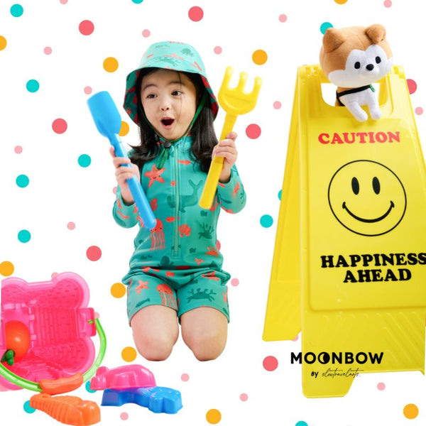 Seafoam Splash Marine Parade REPREVE® เซ็ตชุดว่ายน้ำเด็กแบบชิ้นเดียว + หมวก