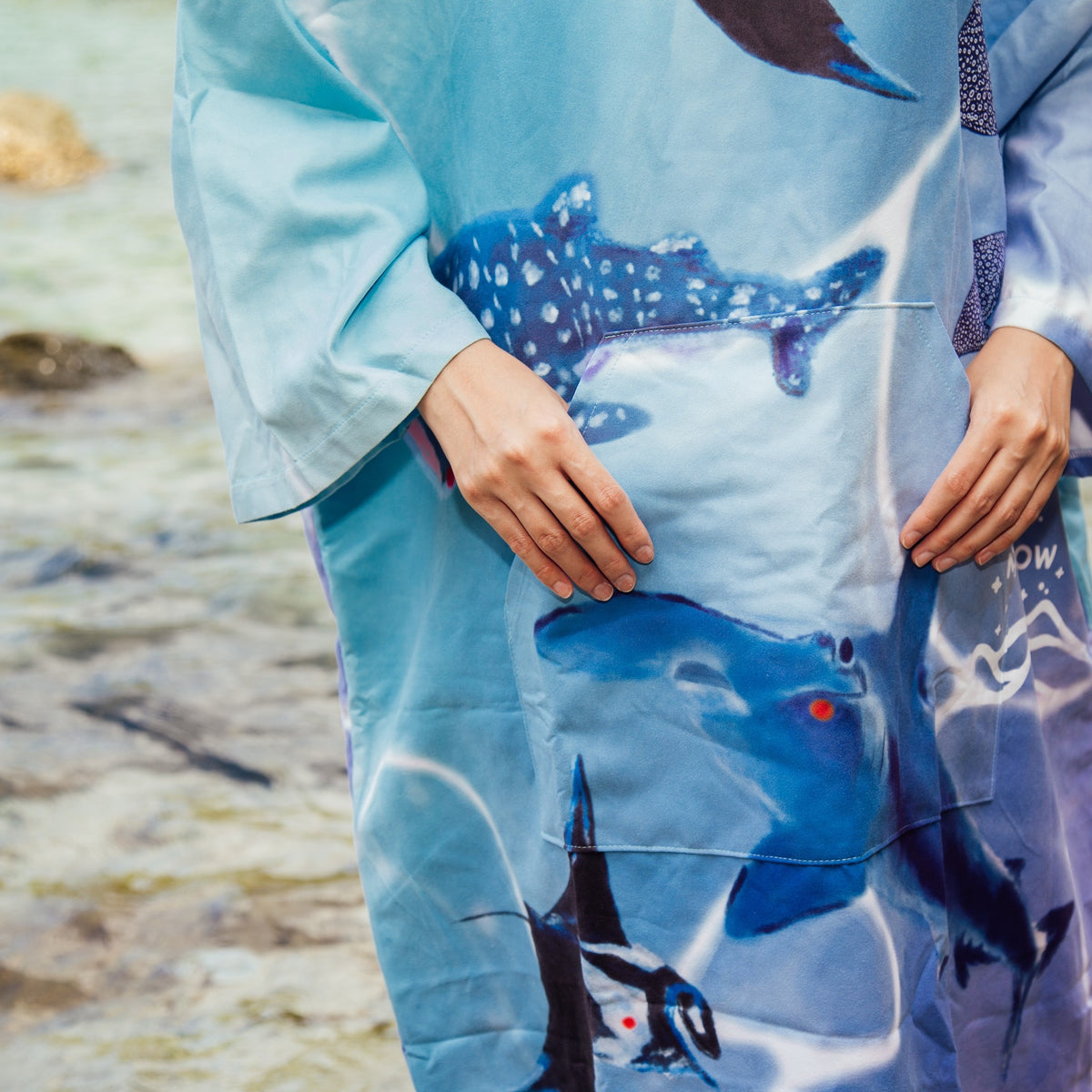 Cerulean Adventure Poncho - cerulean - model